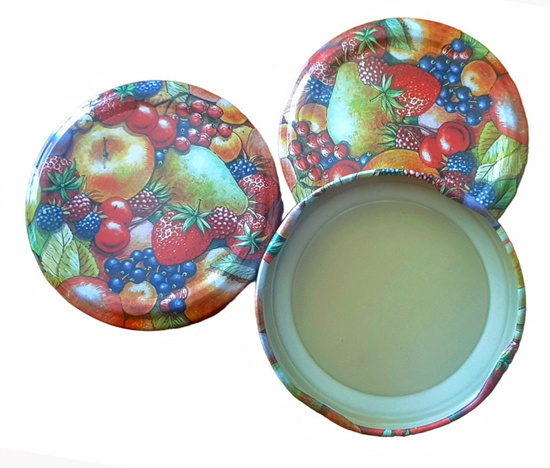 Twist Top Lids  63 mmj - Fruit Print - Flat