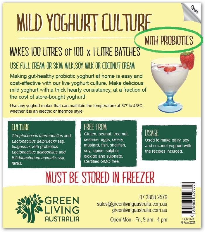 Mild Probiotic Yoghurt Culture - 100 litres