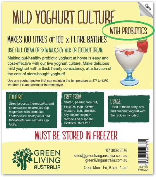 Mild Probiotic Yoghurt Culture - 100 litres