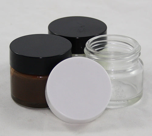 Clear Glass Cream Jar 15 ml with Black Lid