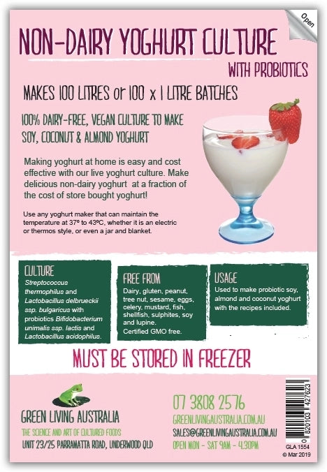 Non-Dairy Yoghurt Culture with Probiotics (VEGAN) - 100 litres
